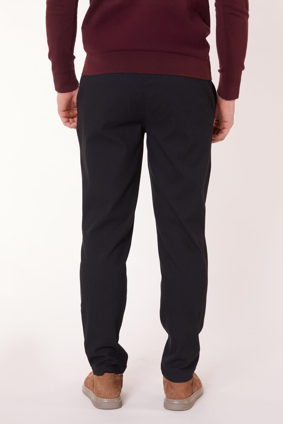 Erkek Yandan Cepli Slim Fit Lacivert Chino Pantolon