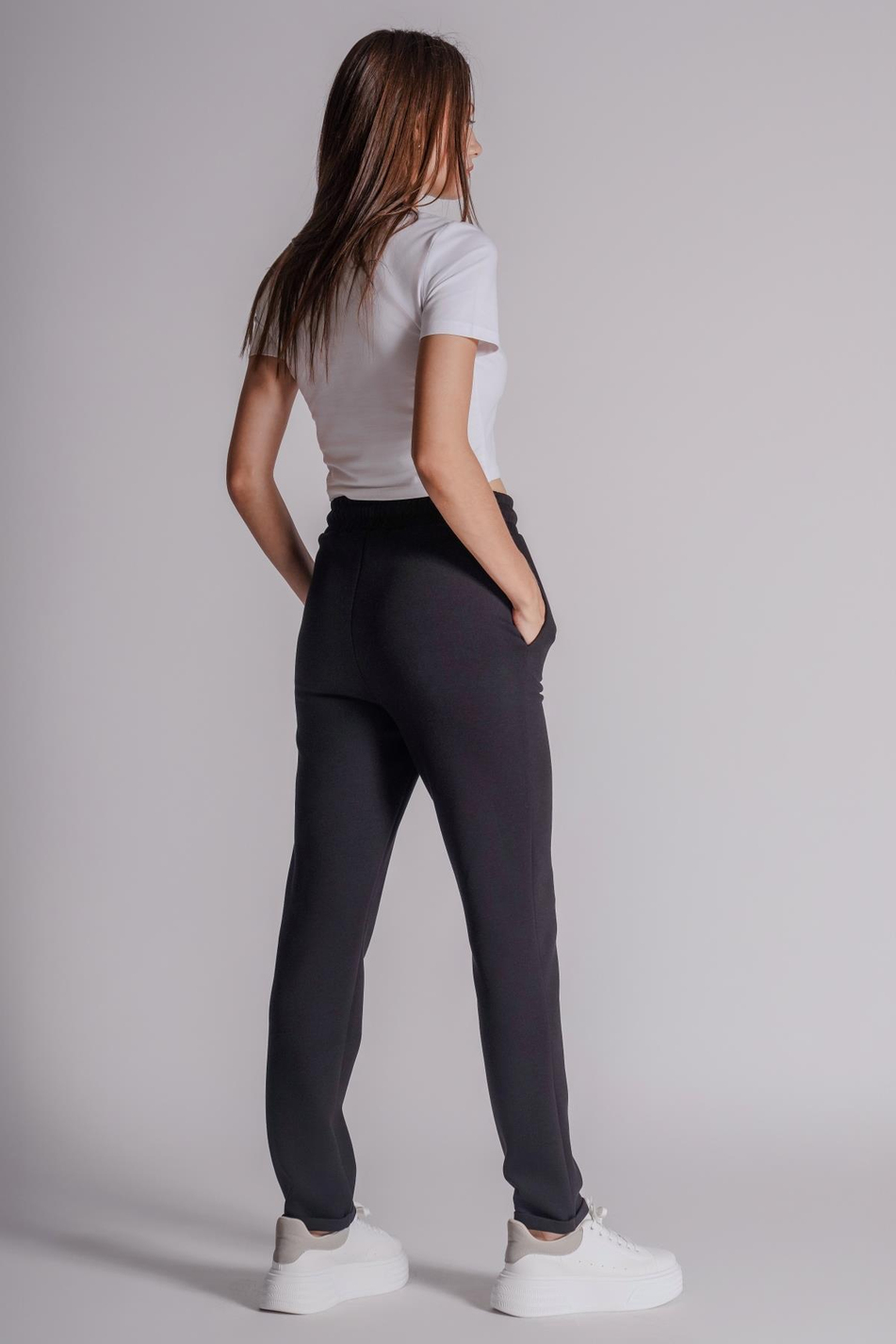 Kadın Yandan Cepli Beli Lastikli Duble Paça Kordonlu Slim Fit Jogger Pantolon Siyah