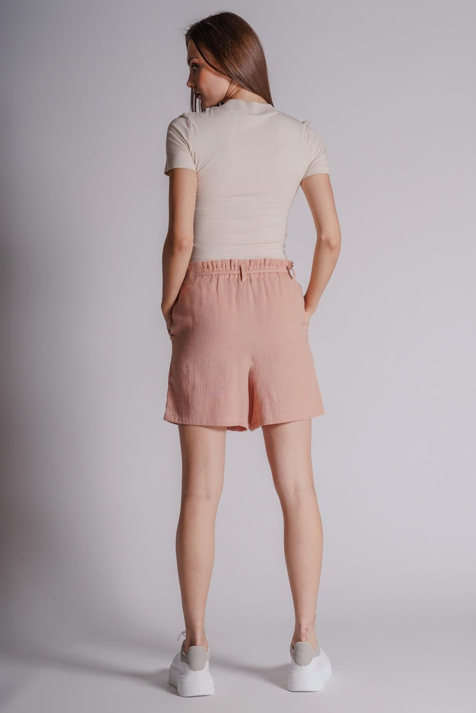 Kadın Yandan Cepli Beli Lastikli Jogger Şort Kum