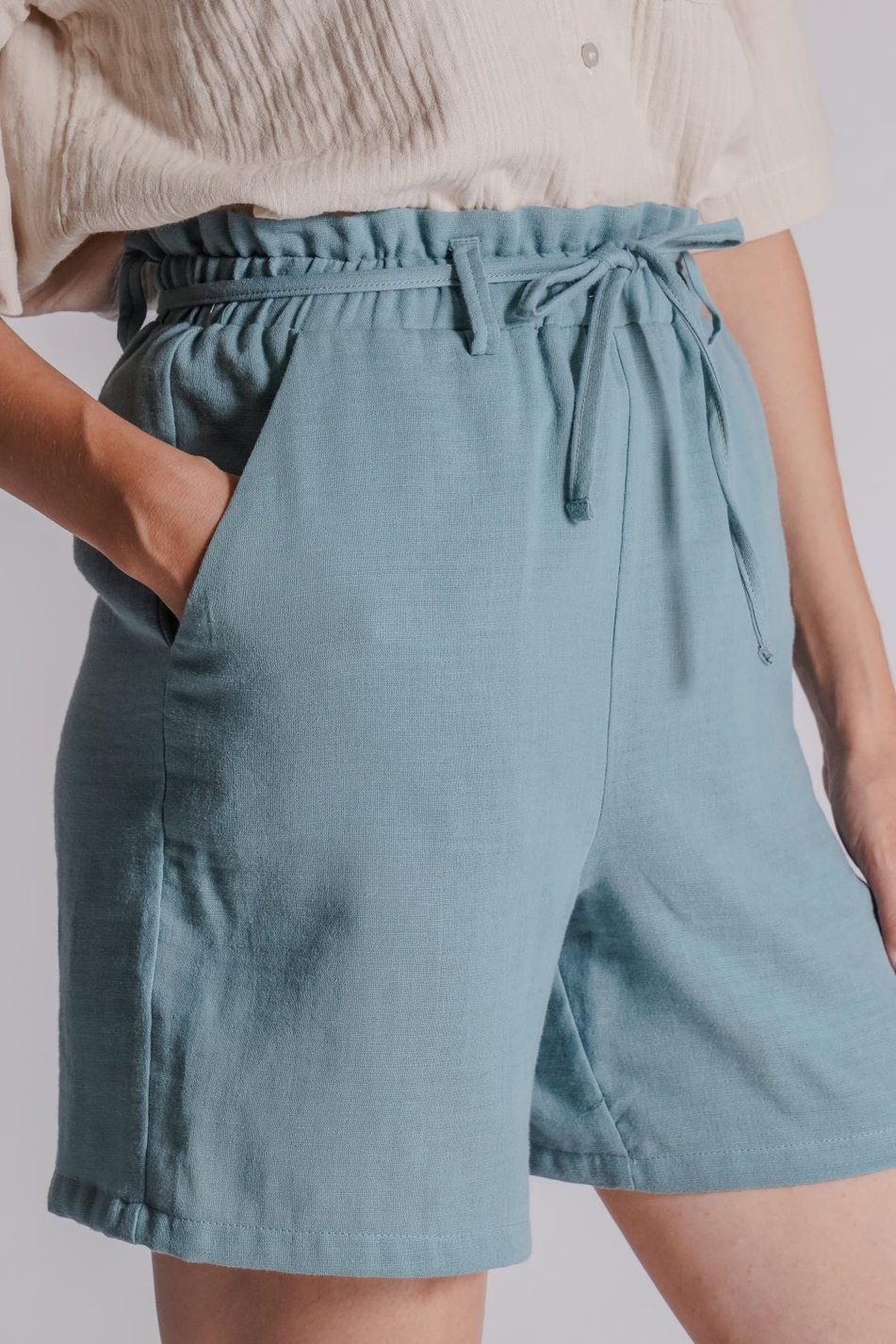 Kadın Yandan Cepli Beli Lastikli Jogger Şort Petrol