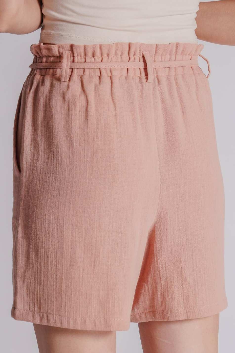 Kadın Yandan Cepli Beli Lastikli Jogger Şort Kum