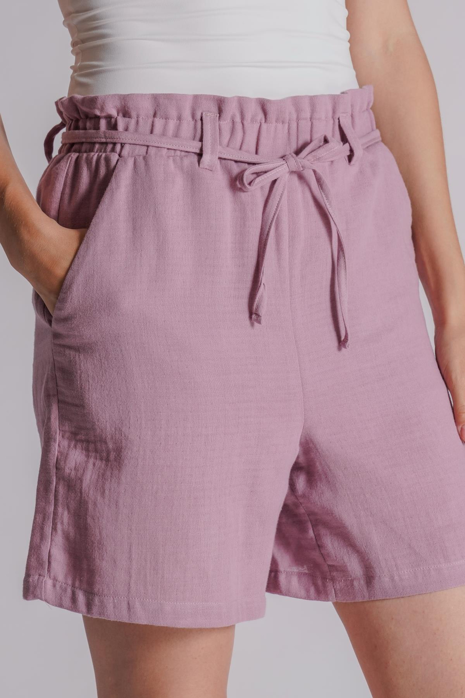 Kadın Yandan Cepli Beli Lastikli Jogger Şort Leylak