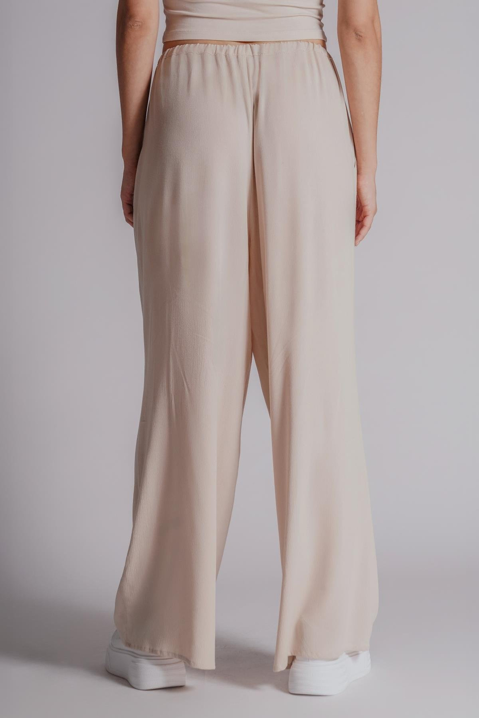 Kadın Yandan Cepli Beli Lastikli Relaxed Fit Pantolon Taş