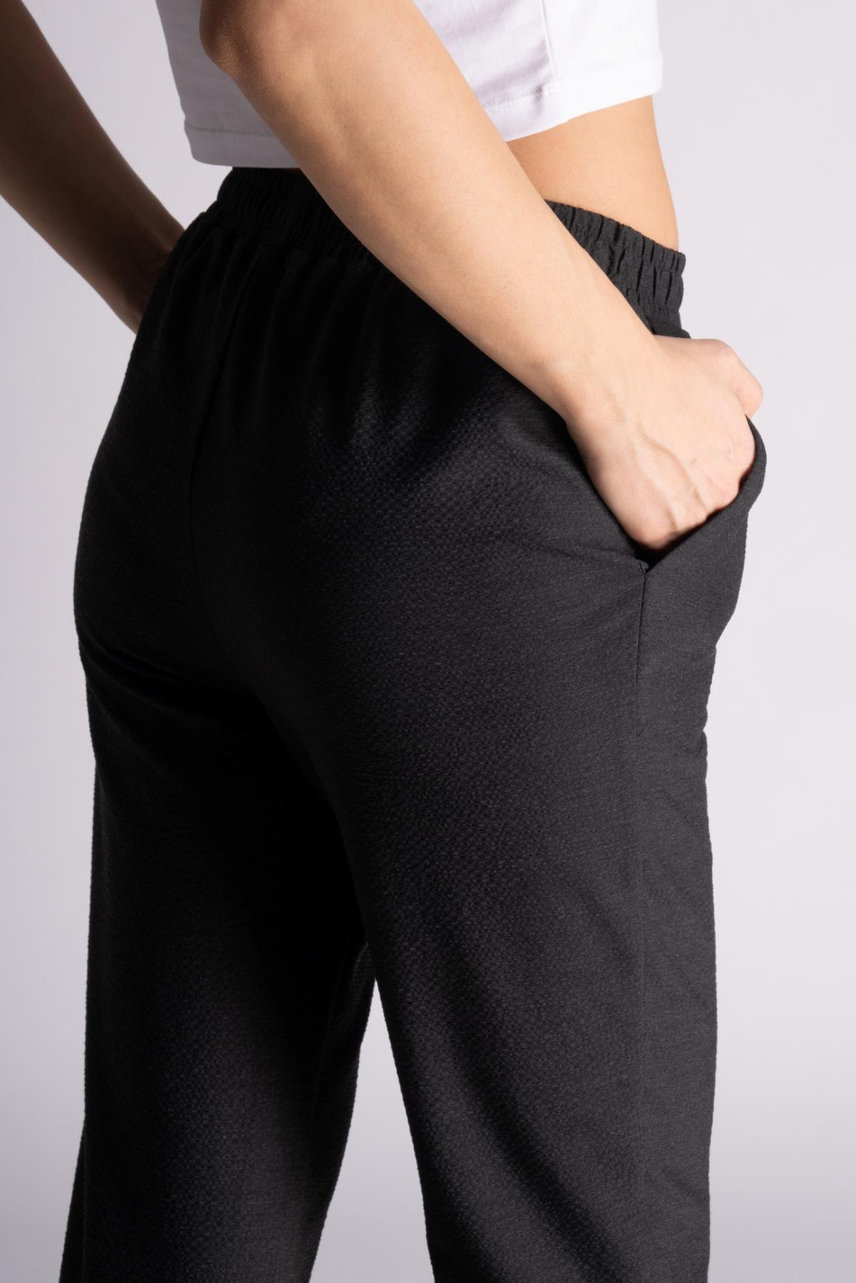 Kadın Yandan Cepli Beli Lastikli ve Pileli Slim Fit Jogger Pantolon Antrasit