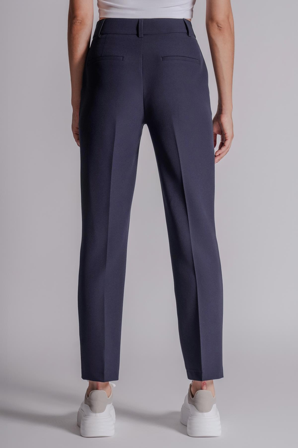 Kadın Yandan Cepli Fermuar ve Agraf Kapamalı Slim Fit Pantolon Lacivert