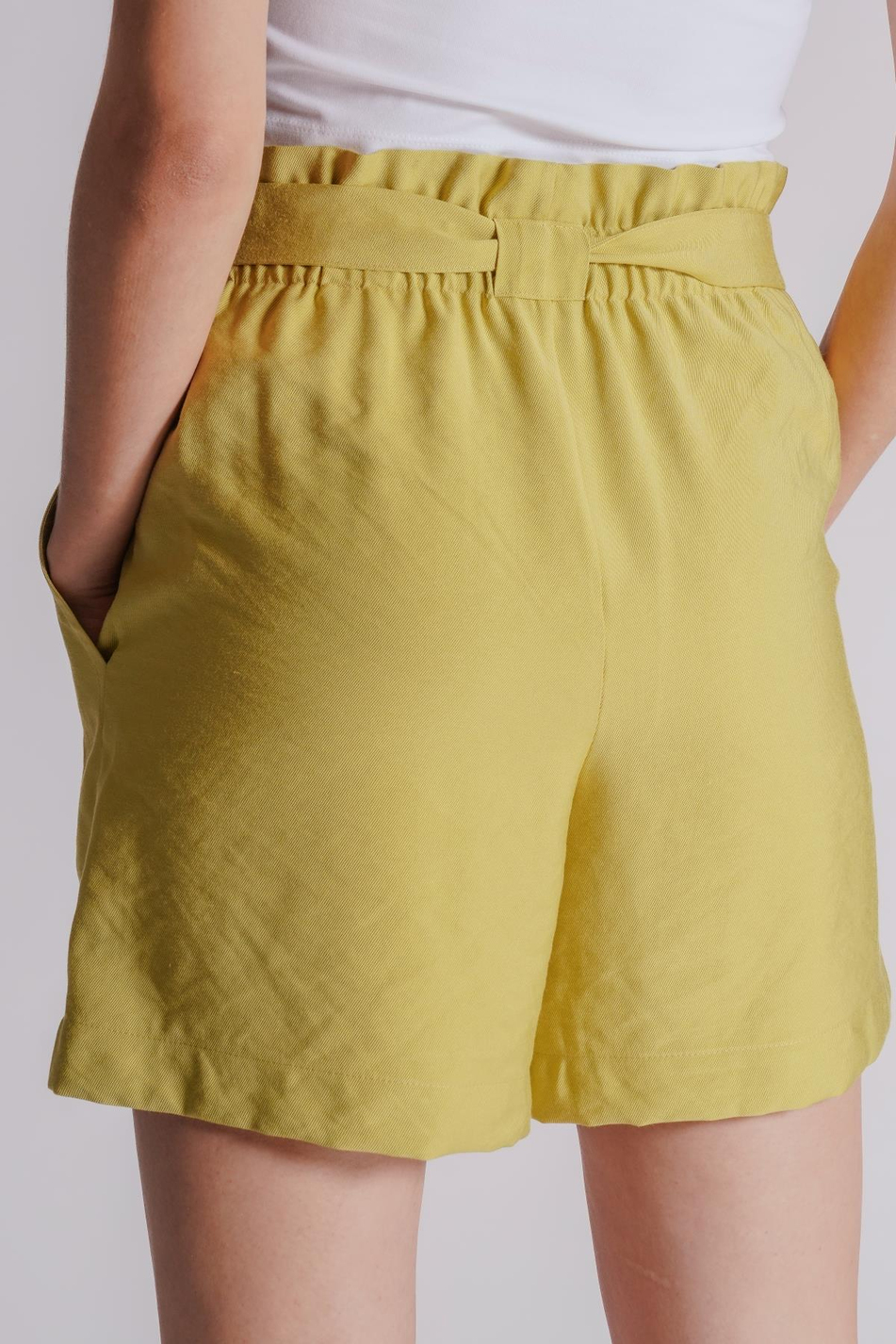 Kadın Yandan Takma Cepli Beli Lastikli Jogger Şort Lime