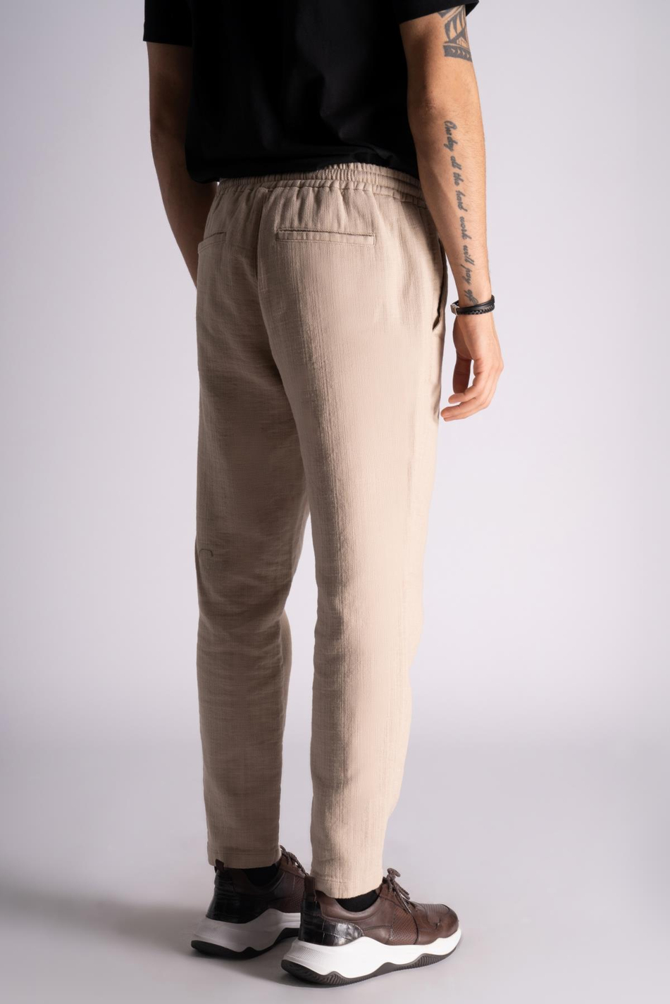 Pamuk Comfort Fit Jogger Bel Pantolon  Bej