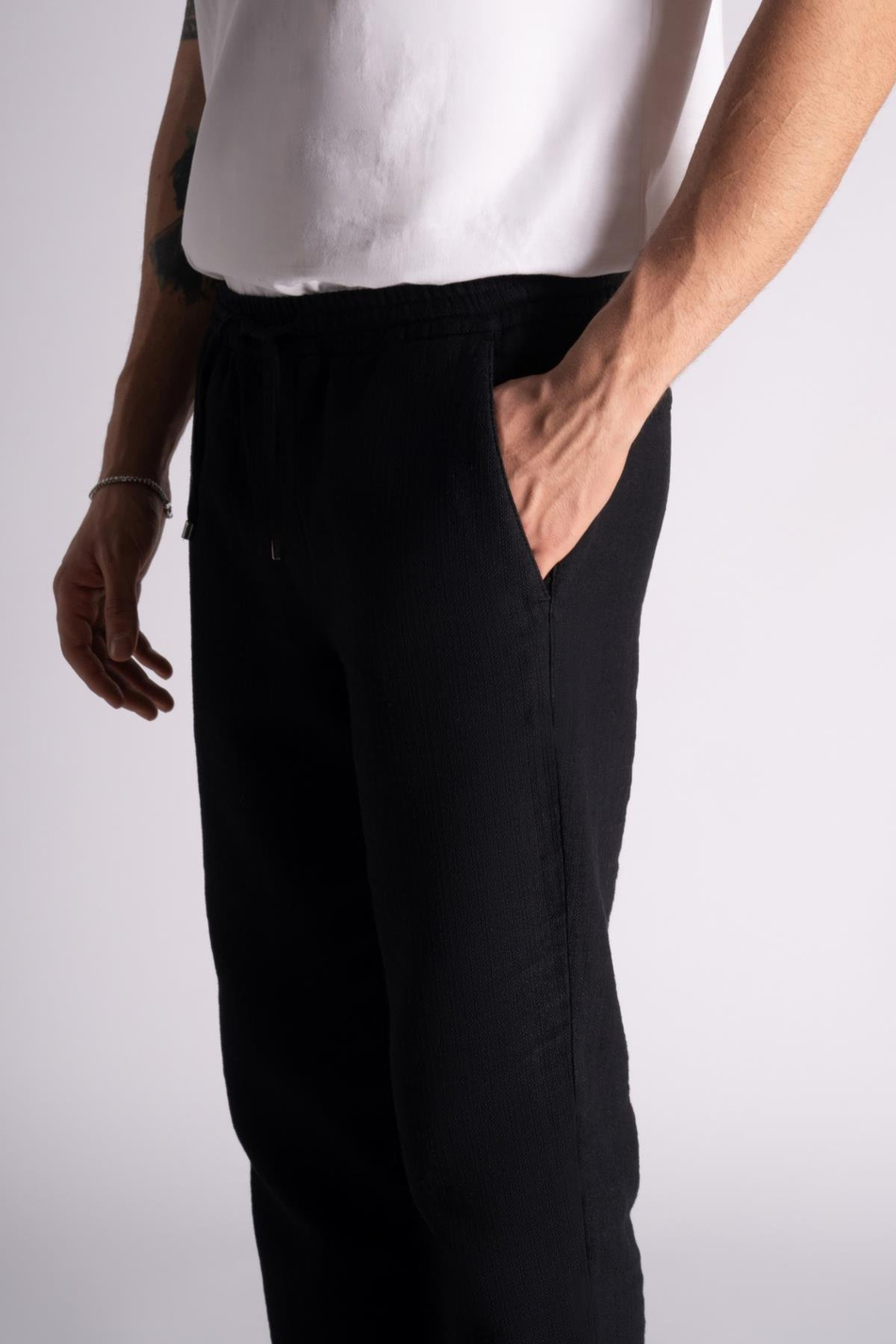Pamuk-Keten Comfort Fit Jogger Bel Pantolon 