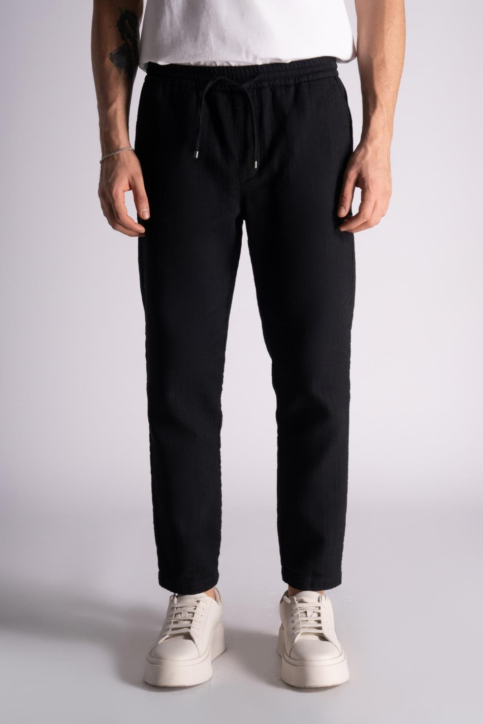 Pamuk-Keten Comfort Fit Jogger Bel Pantolon 