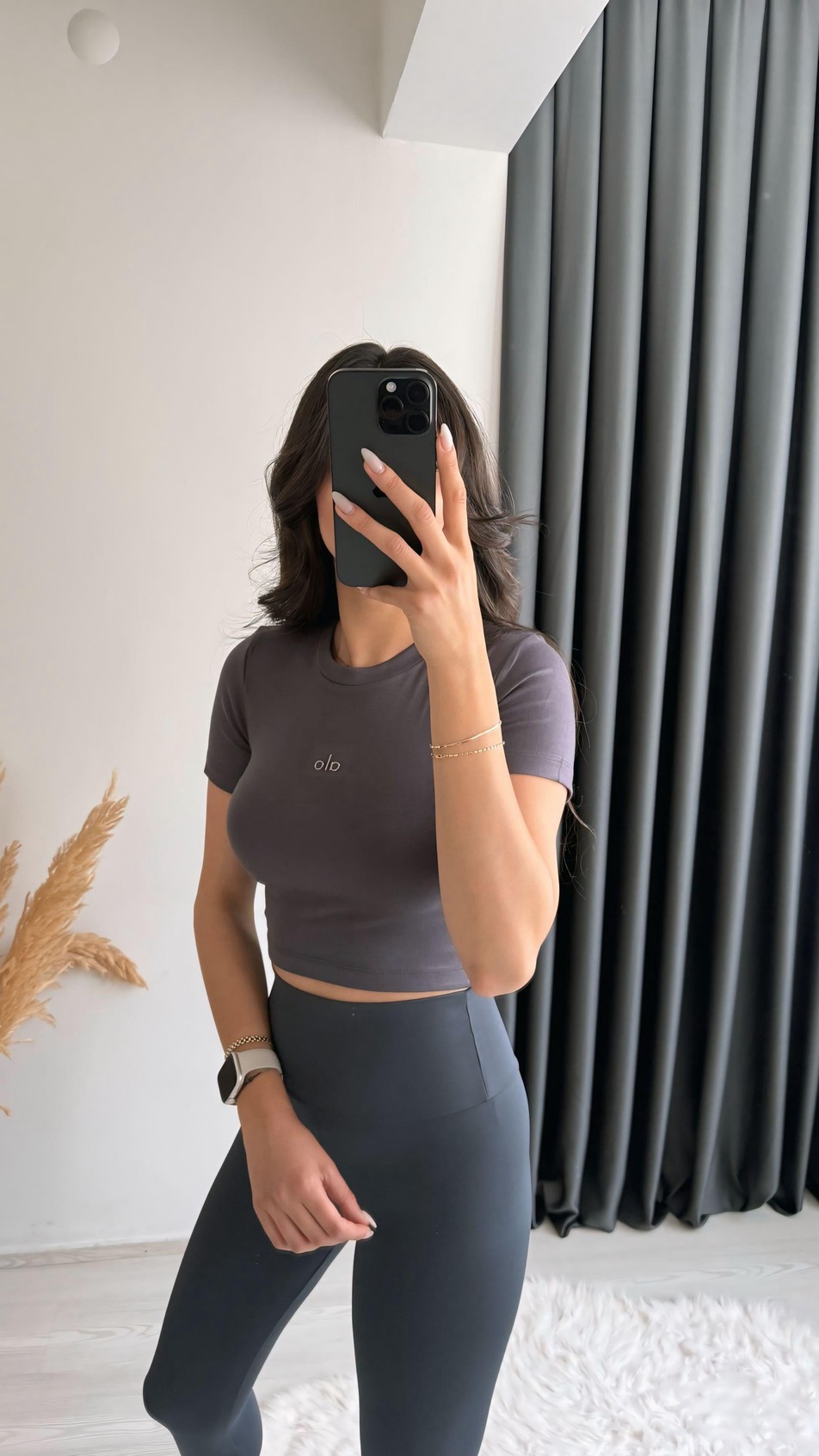 Alone Premium Doku Orj Marka Crop Bluz Füme