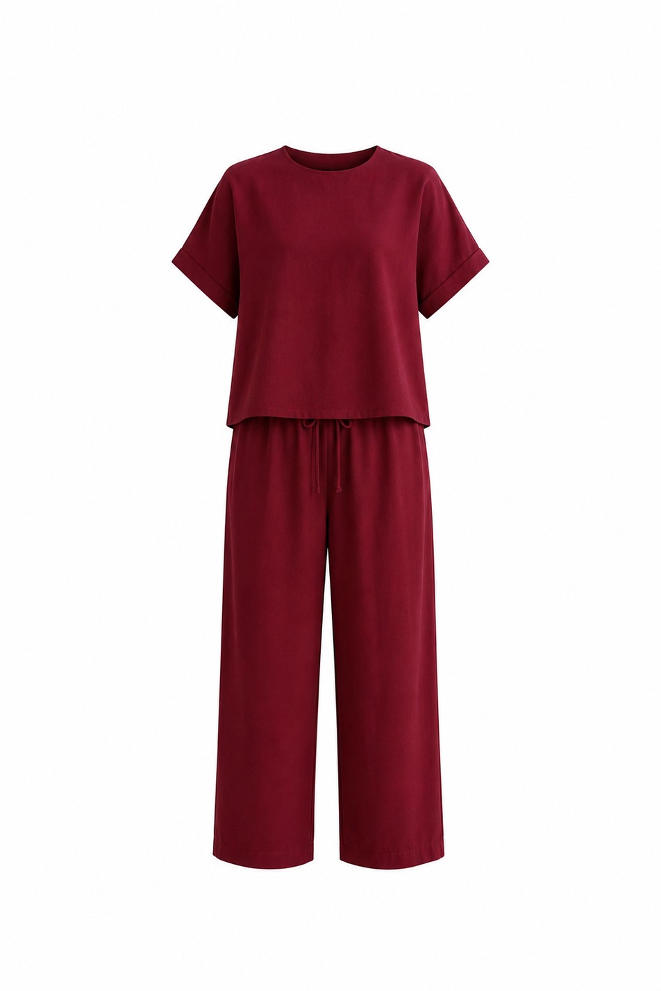 Begona Bordo Tensel Bluz Pantolon  Takım