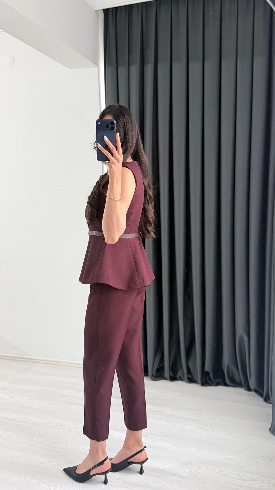 Boby Mürdüm Kemerli Premium Pantalon Yelek Takım