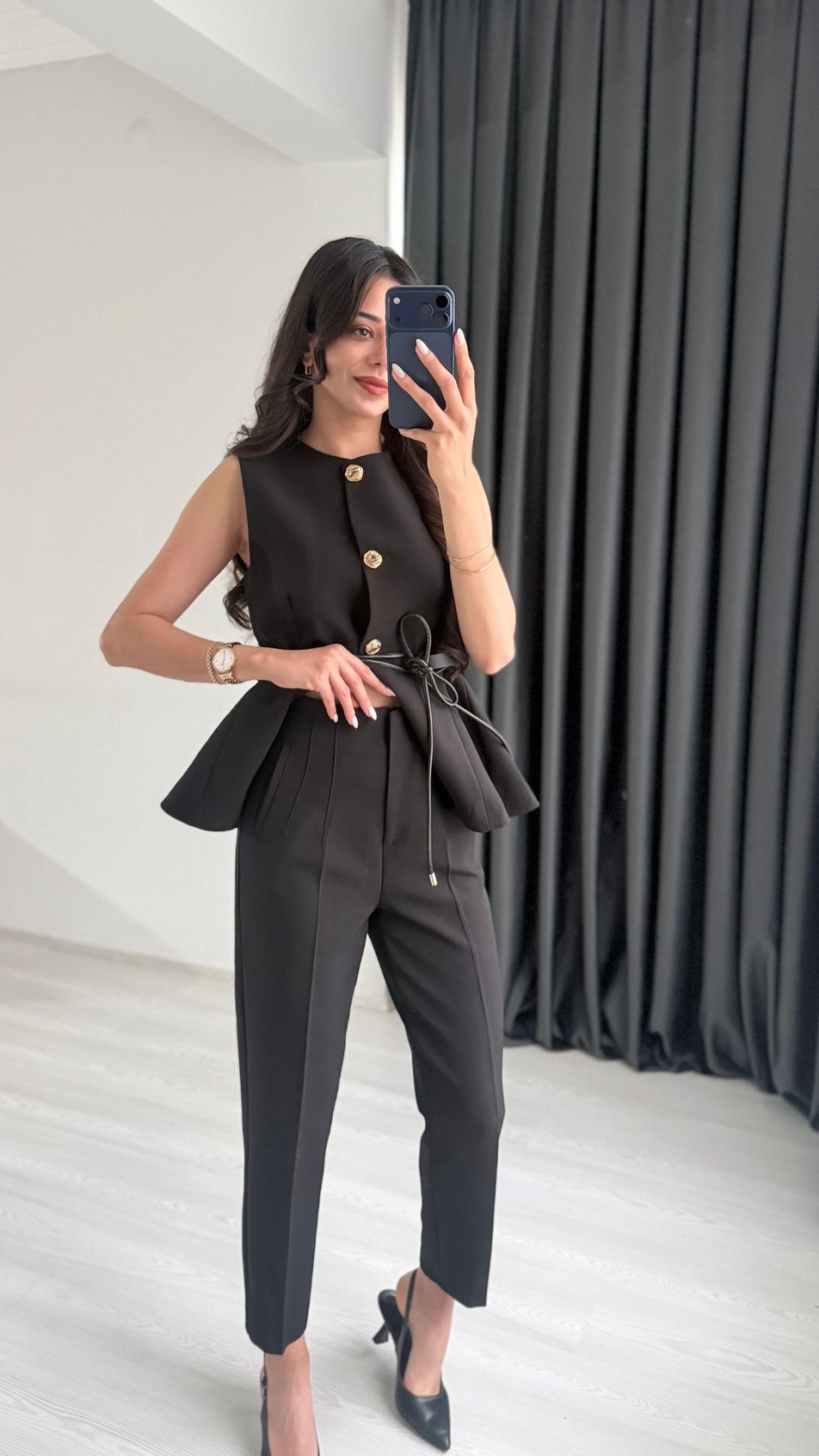 Boby Siyah Kemerli Premium Pantalon Yelek Takım
