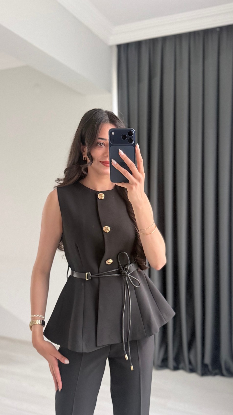 Boby Siyah Kemerli Premium Pantalon Yelek Takım