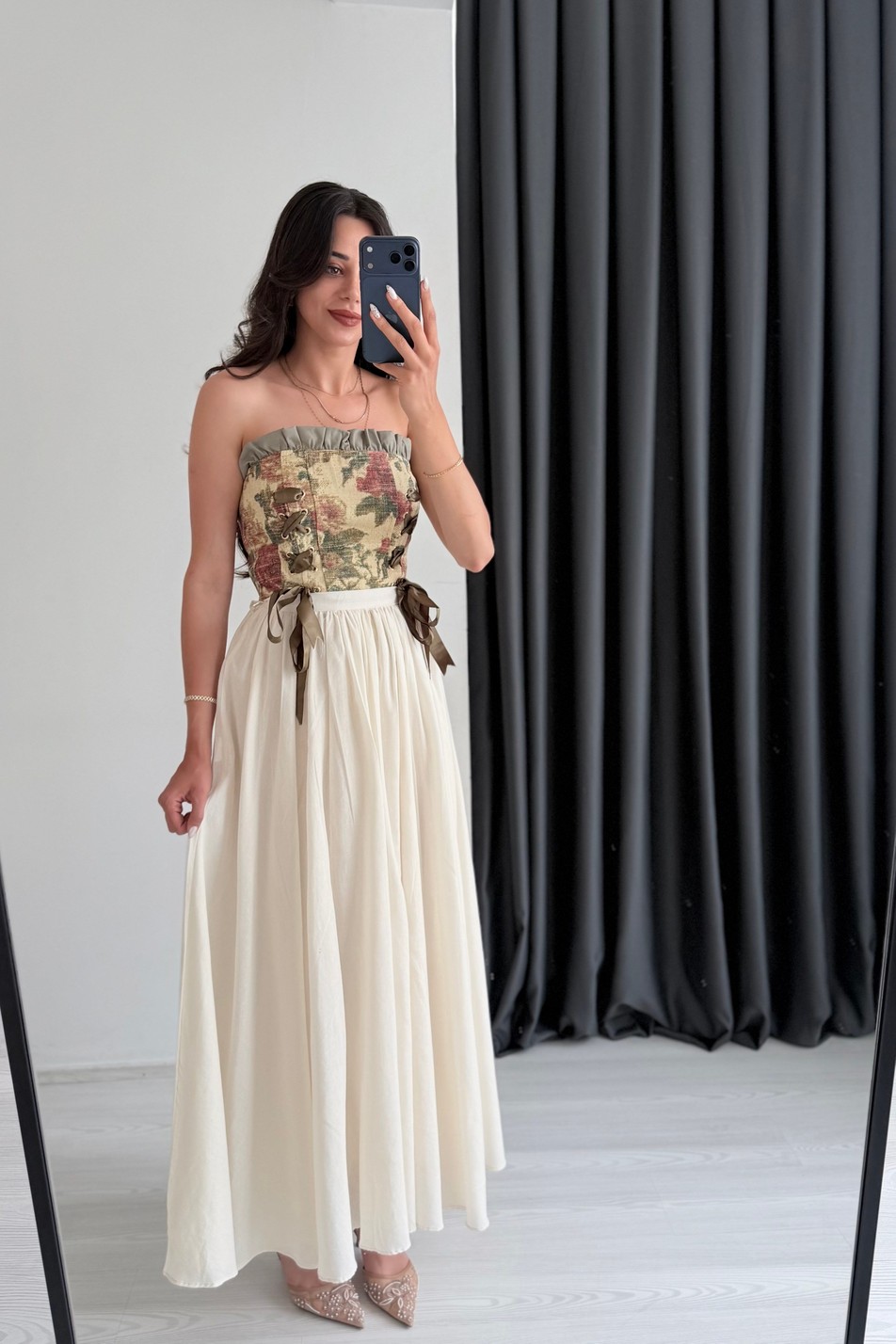 Britha Taş Rengi Kloş Vual Etek