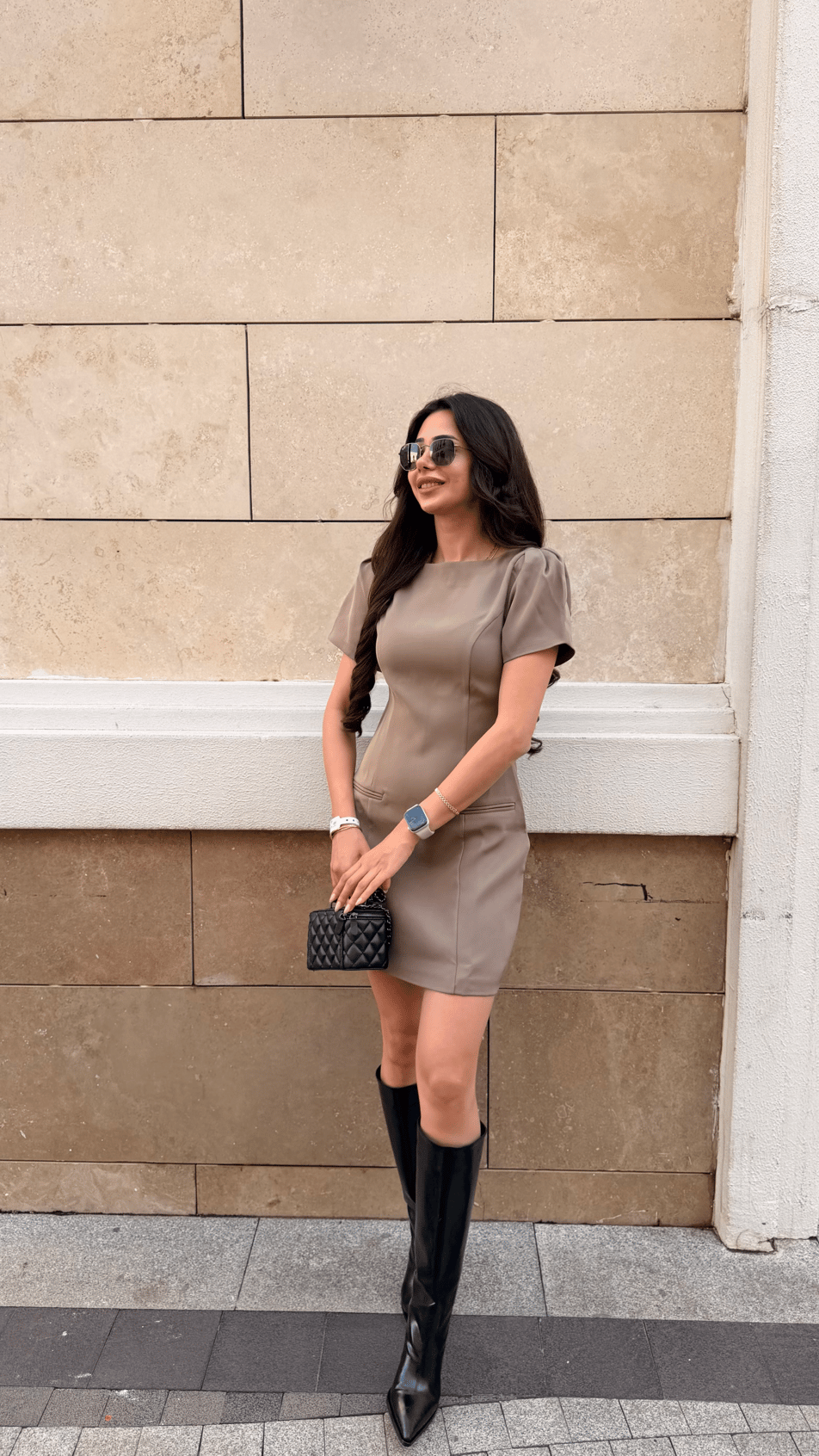 Bronde Frida Karpuz Kol Elbise Vizon