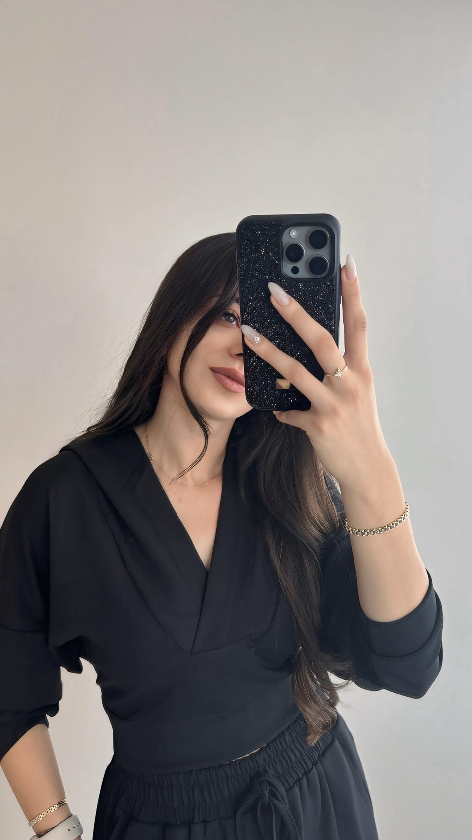 Brunella V yaka Modal Kumaş Siyah Takım