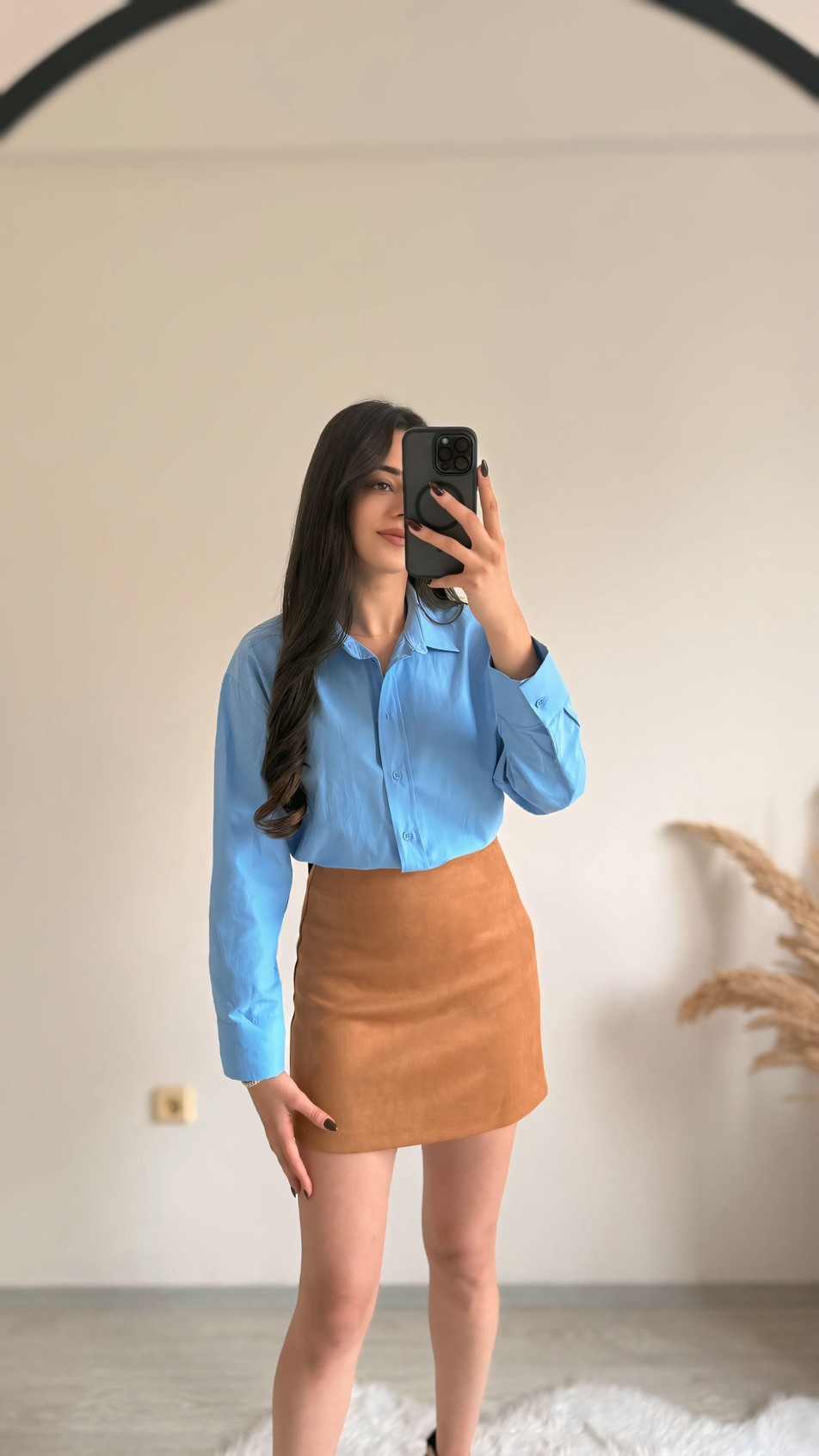 Cherry Mini Süet Etek
