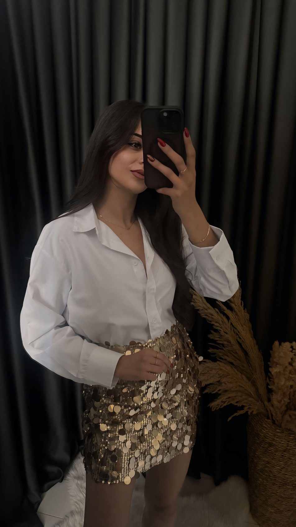 Christmas Marka Model Likralı Mini Payet Etek Gold