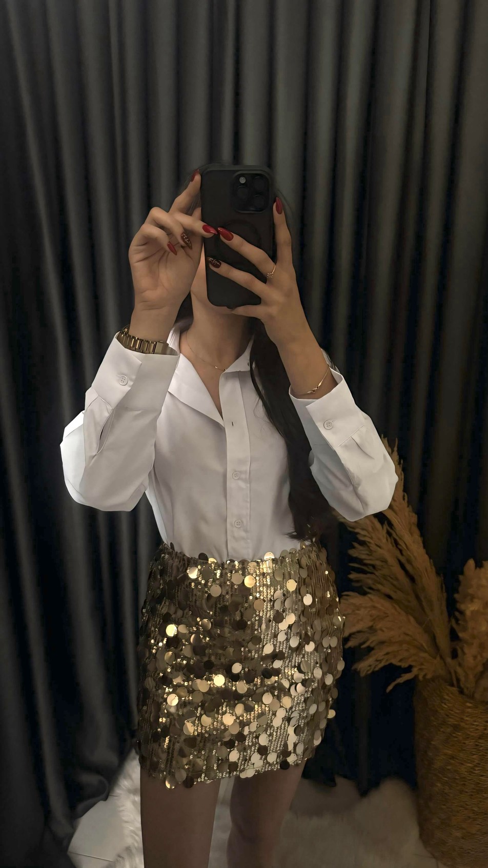 Christmas Marka Model Likralı Mini Payet Etek Gold