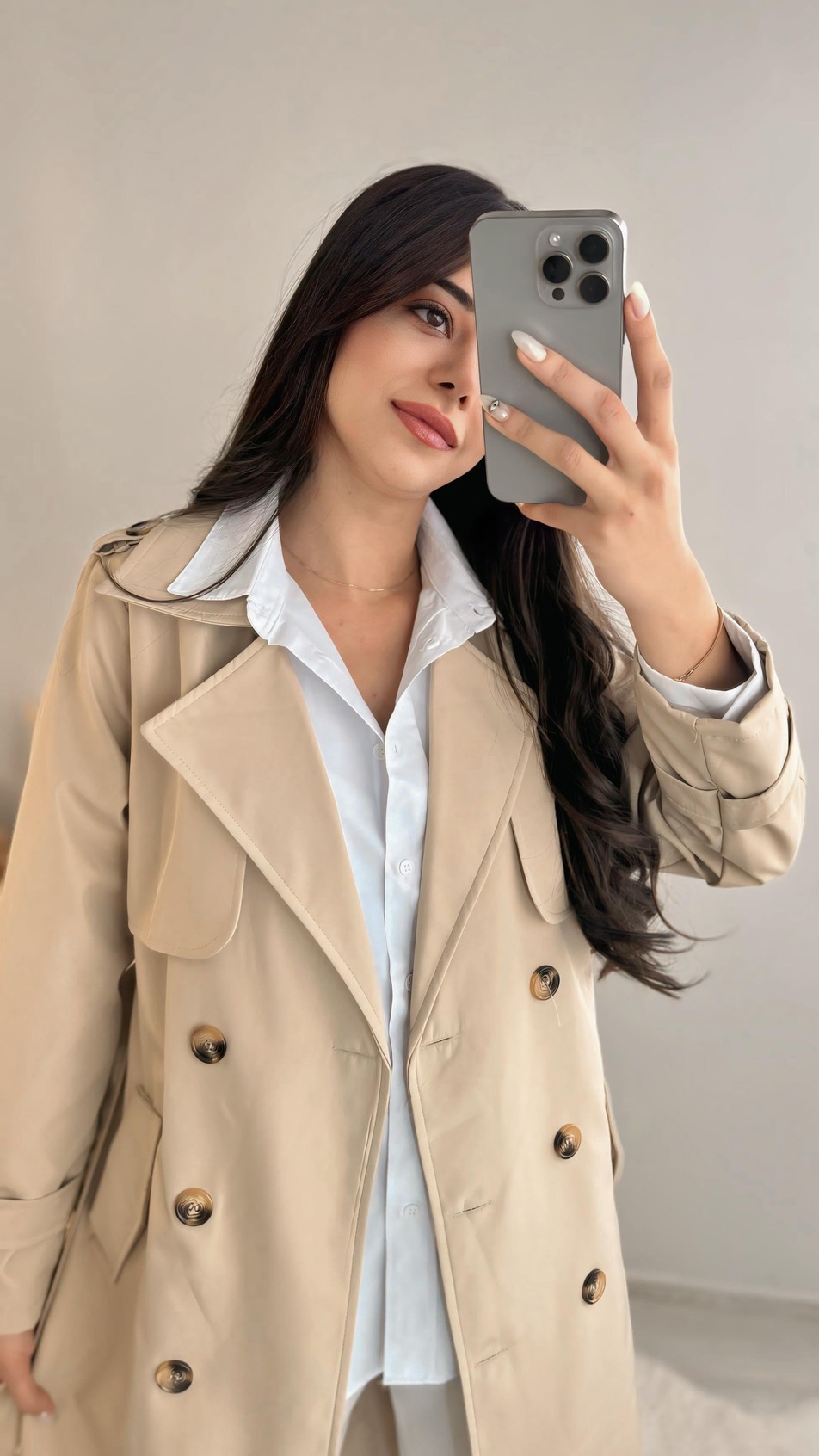 Diana Premium Seri Özel Kumaş Bej Bymen  Trençkot