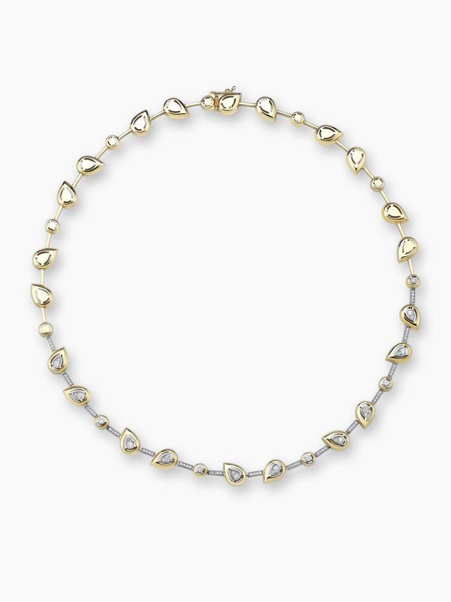 Gold Geometrik Tasarım Şeritli 14K Özel Seri Kolye