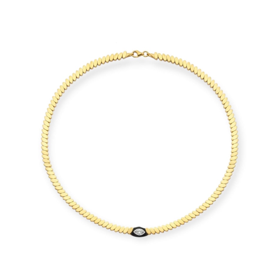 Gold Siyah Tasarım 14K Özel Seri Kolye