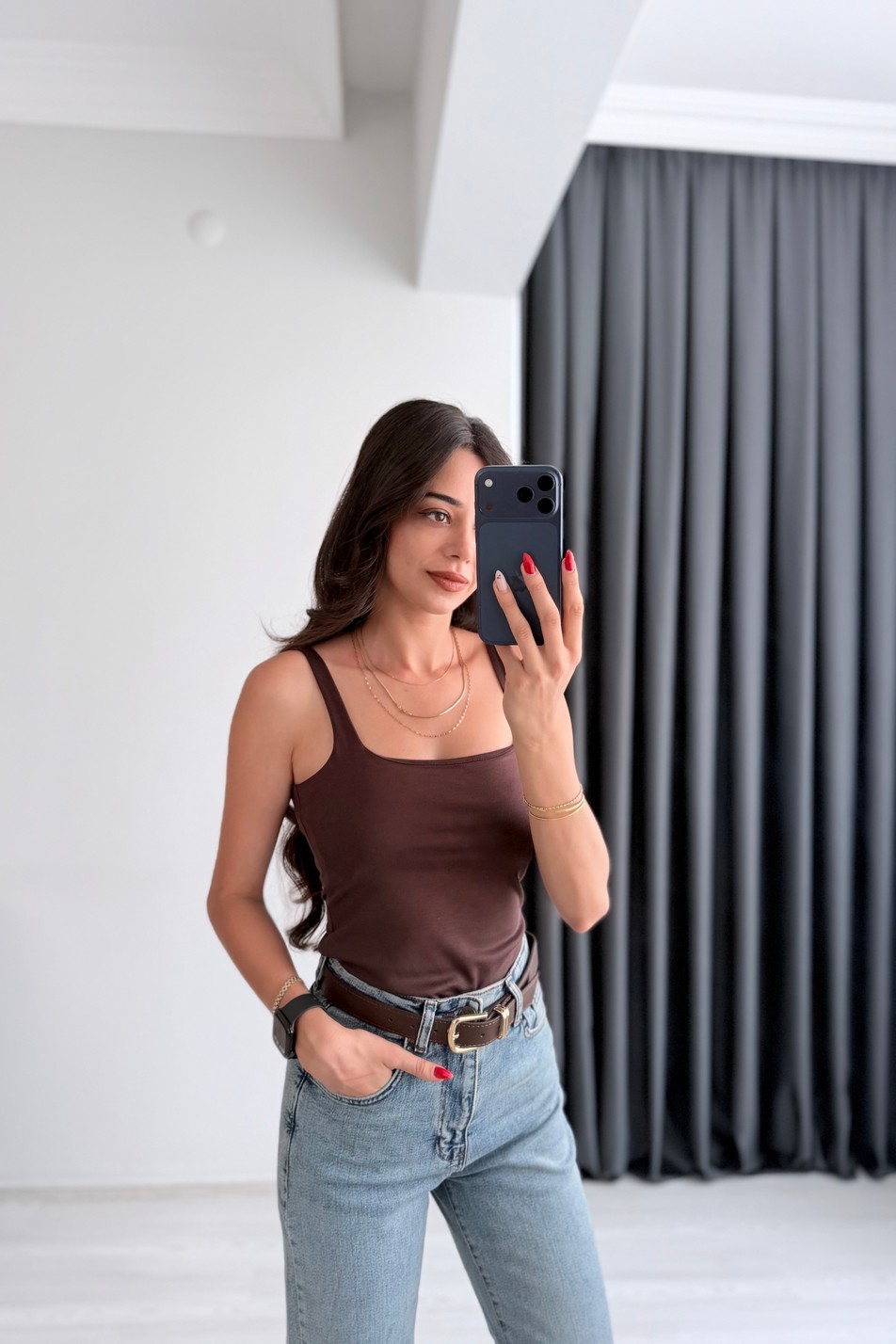 Jova Askılı Zıbın Kahve Bodysuit