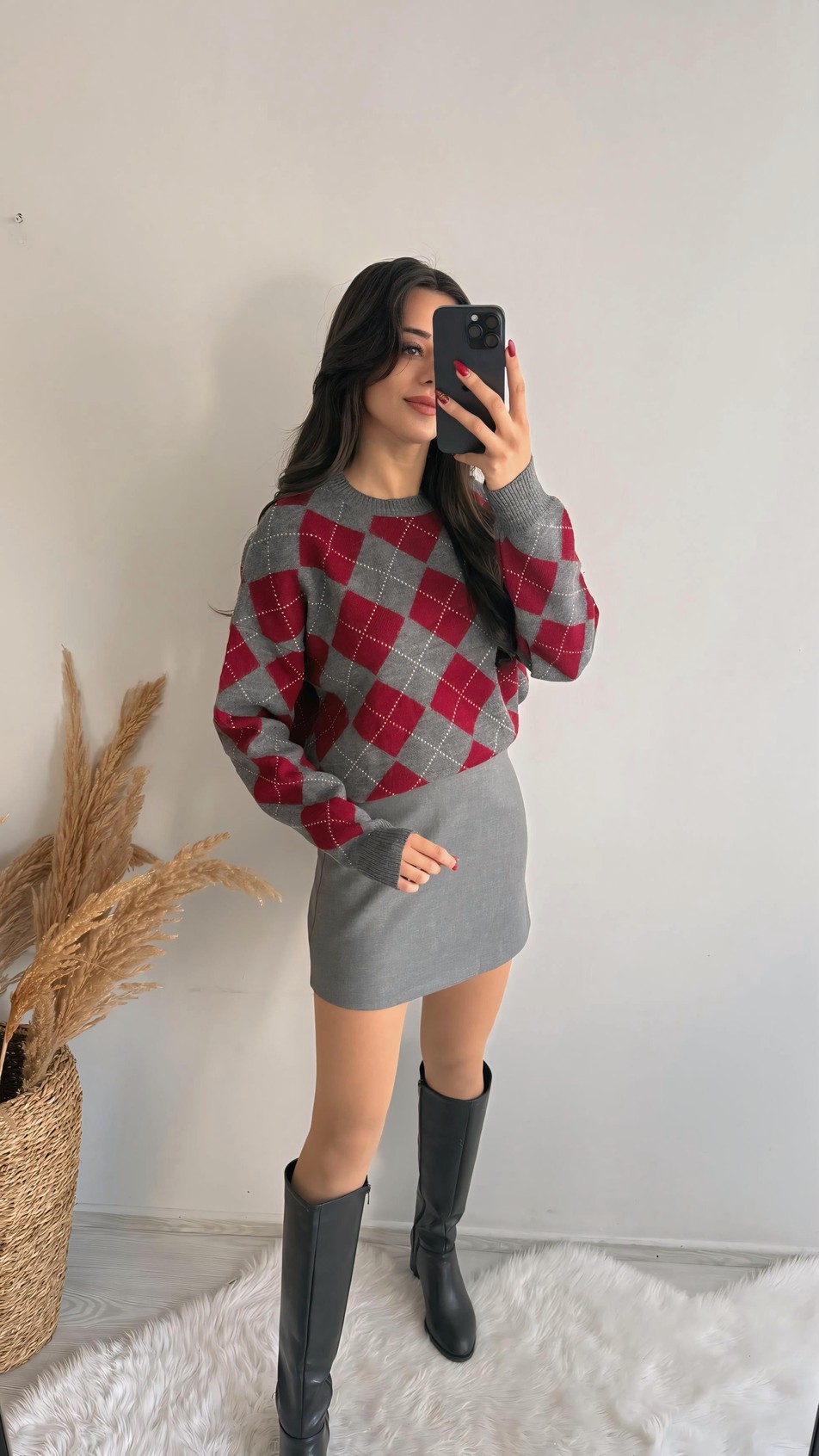 Kaylea Lüx Kalite Gri Etek 
