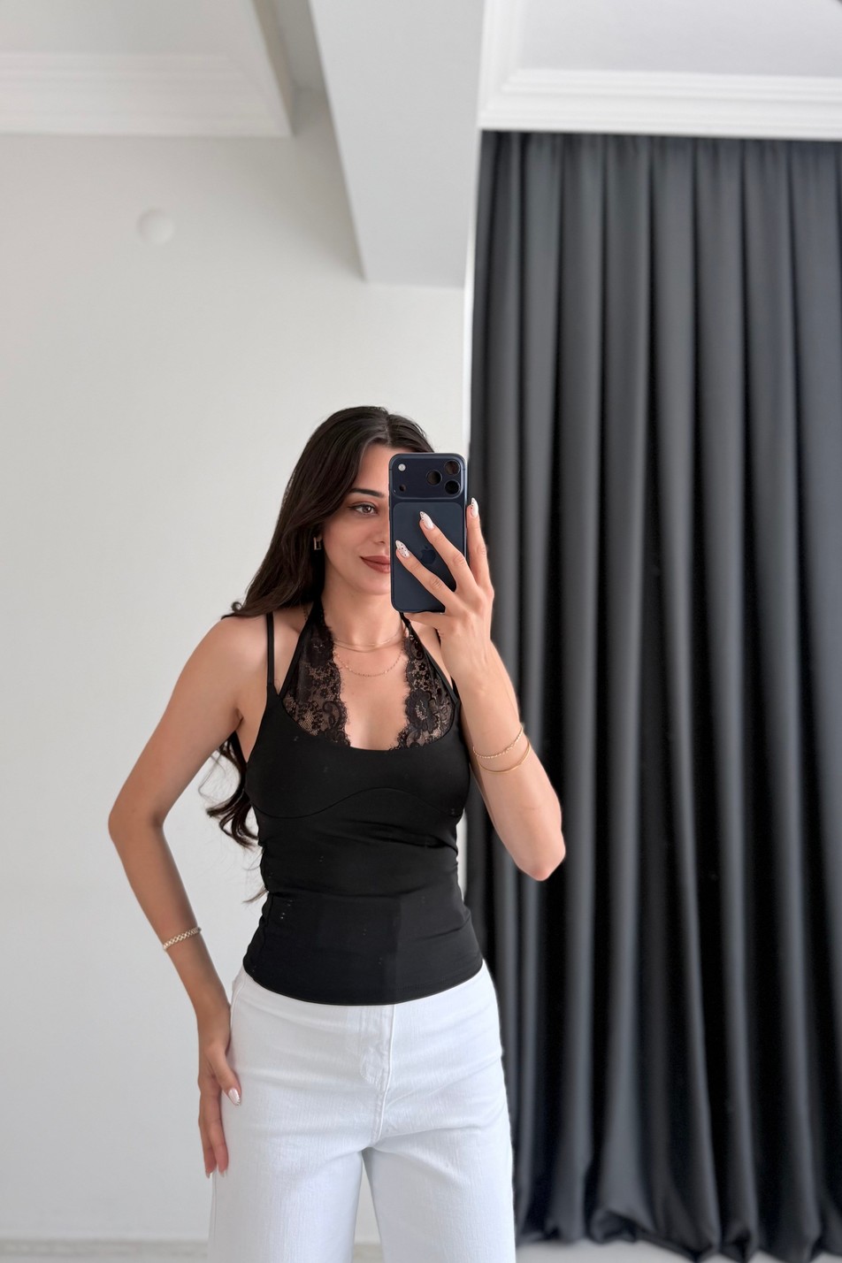 Kindy Siyah Dantel Detaylı Bodysuit