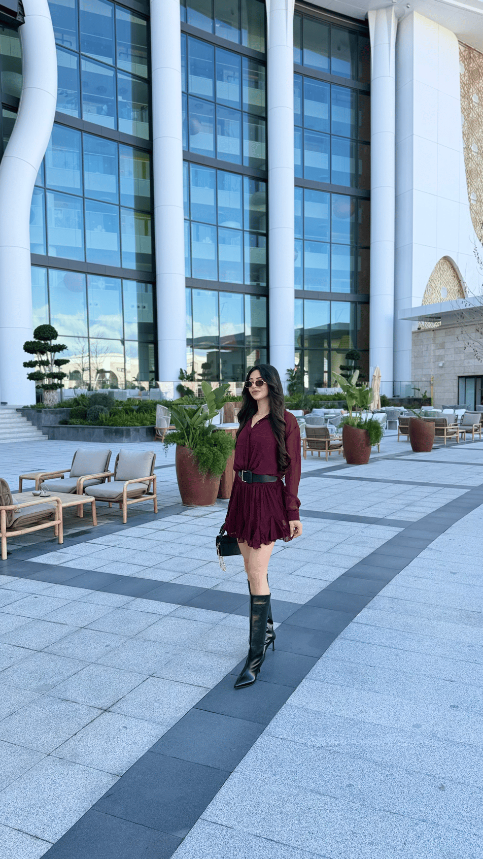 Kitya Bordo Kemer Detaylı Elbise
