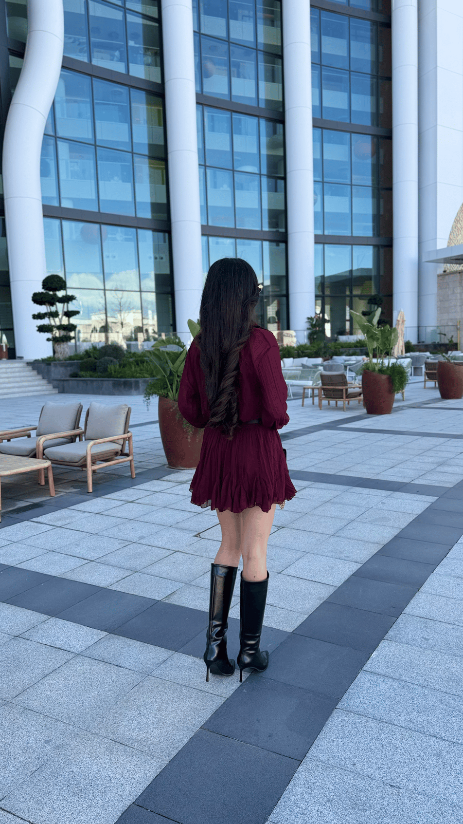 Kitya Bordo Kemer Detaylı Elbise