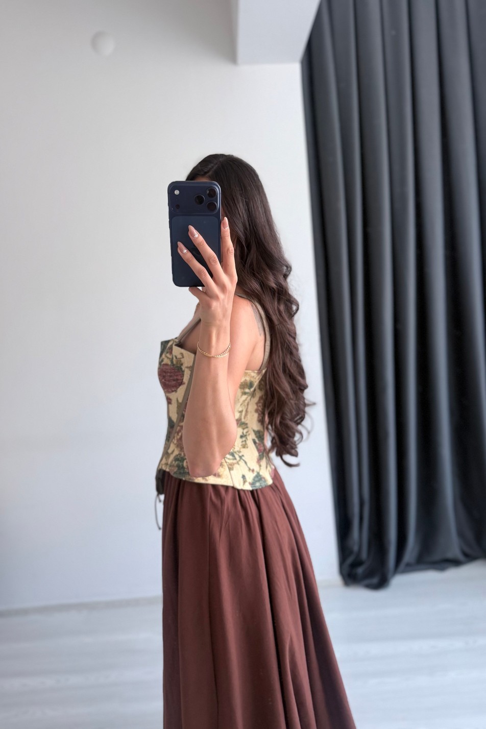 Labella Çiçekli Kahve Askılı Korse 