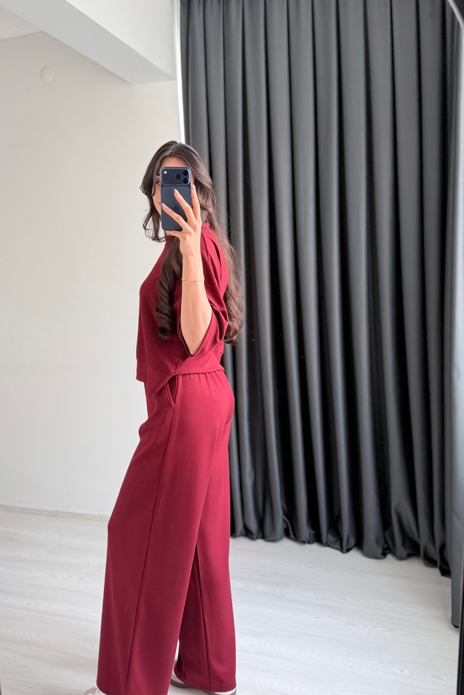 Lacostev Modal Kumaş Premium Seri Eşofman Takımı Bordo