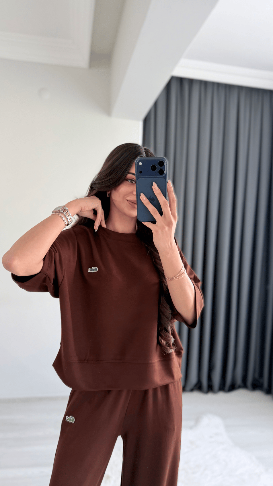Lacostev Modal Kumaş Premium Seri Eşofman Takımı Kahve