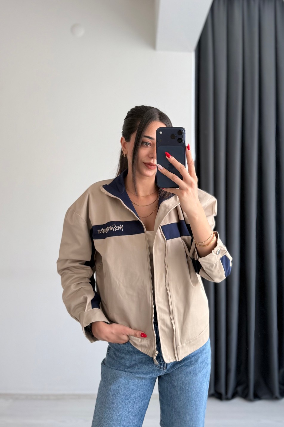 Lare Şerit Detaylı Marka Model Ceket Taş