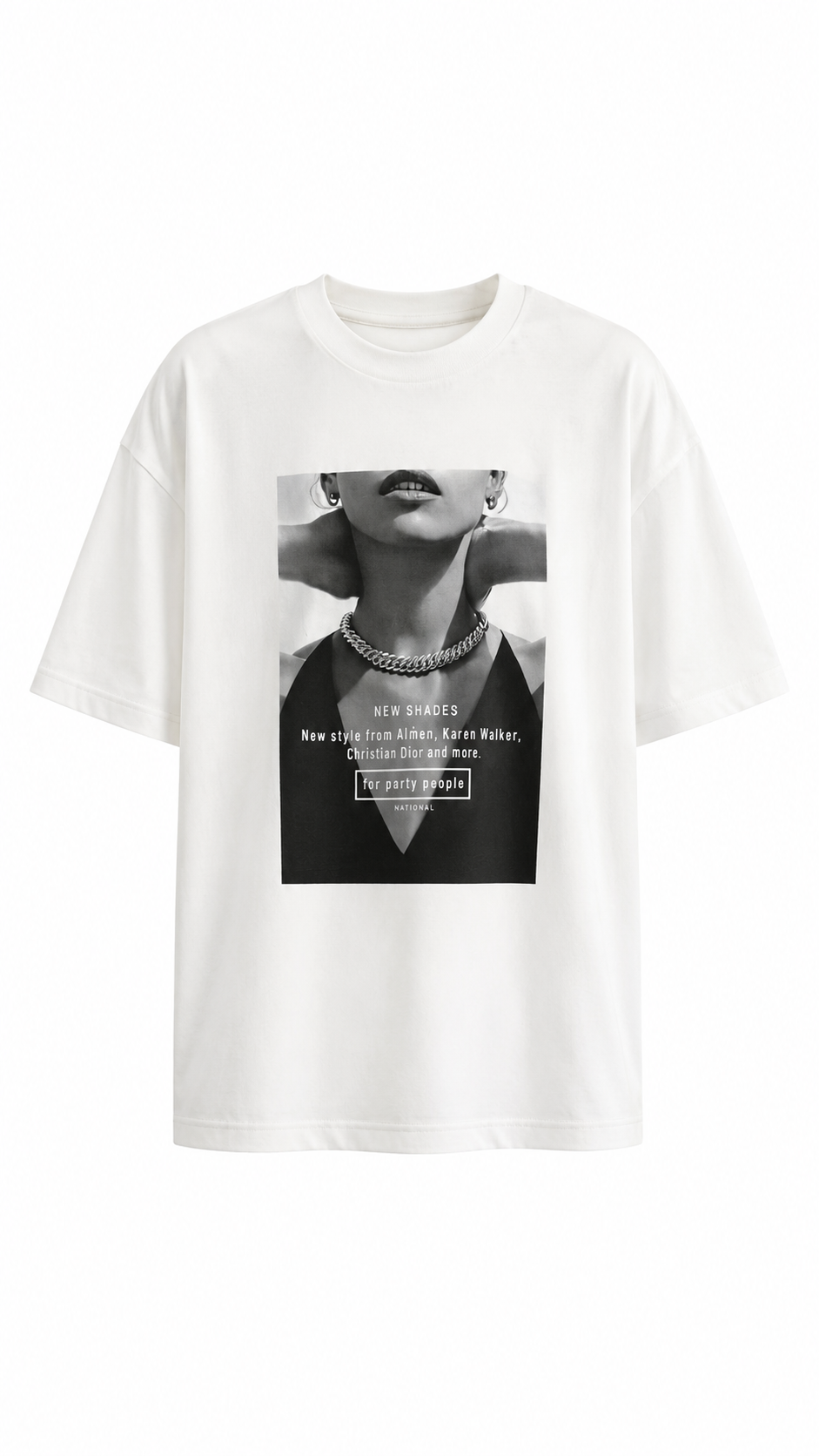 Laura Baskılı Pamuklu  Basic Tshirt Beyaz