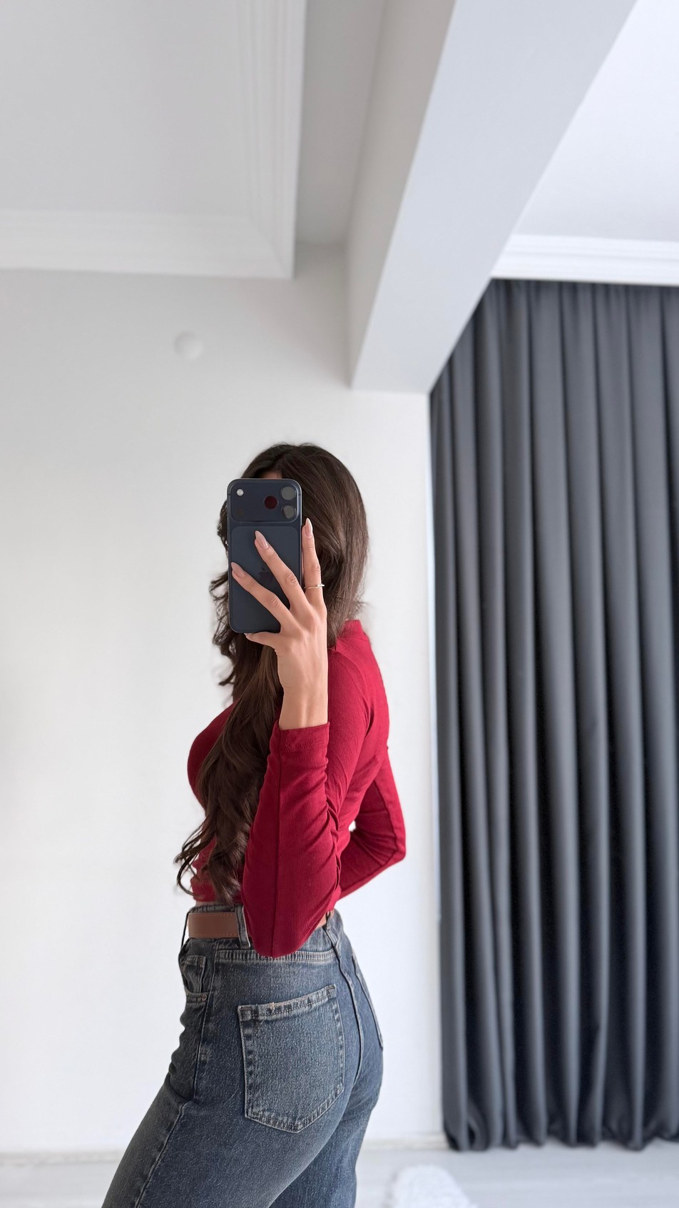 Lauron Masi Tam Pamuklu Soft Touch Likralı Basic Body Bordo