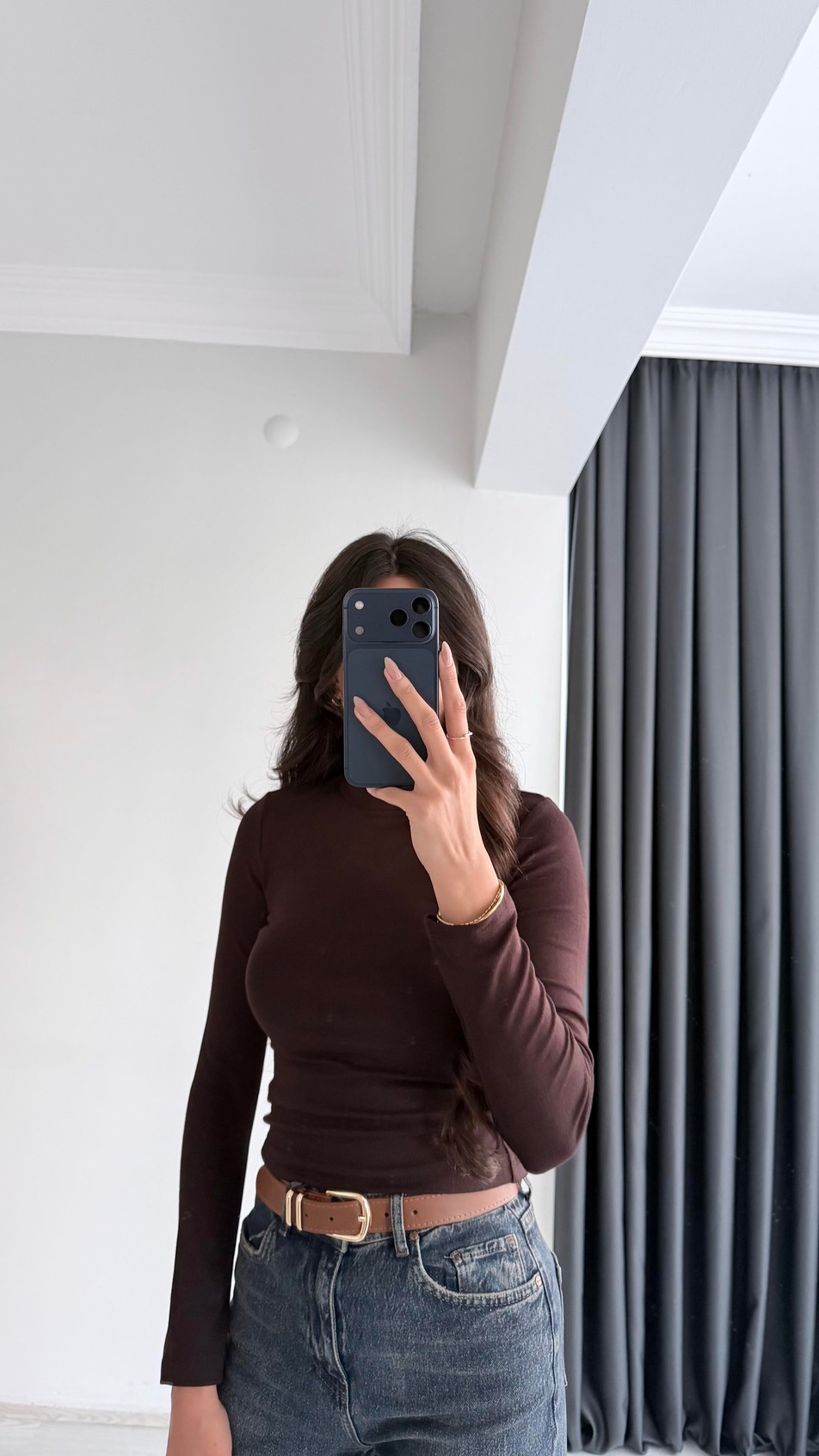 Lauron Masi Tam Pamuklu Soft Touch Likralı Basic Body Acı Kahve