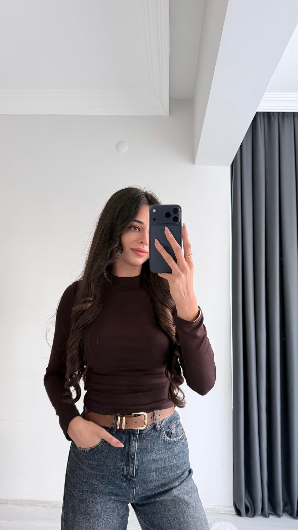 Lauron Masi Tam Pamuklu Soft Touch Likralı Basic Body Acı Kahve