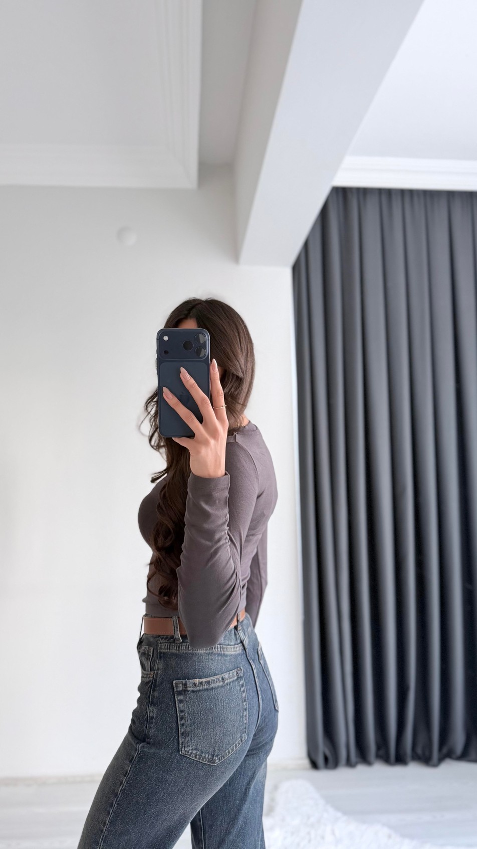 Lauron Masi Tam Pamuklu Soft Touch Likralı Basic Body Füme