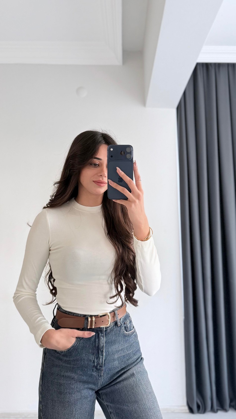 Lauron Masi Tam Pamuklu Soft Touch Likralı Basic Body Beyaz