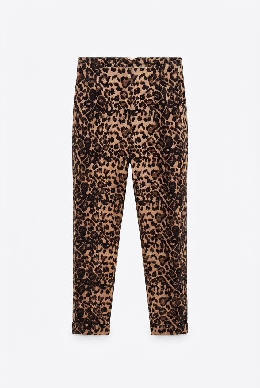 Leopar Desenli Kadın Pantolon- Kahverengi