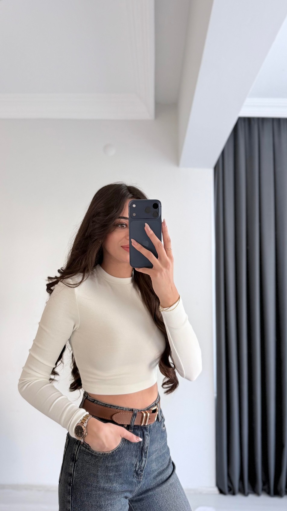 Lizzy Masi Tam Pamuklu Soft Touch Likralı Crop Body Beyaz
