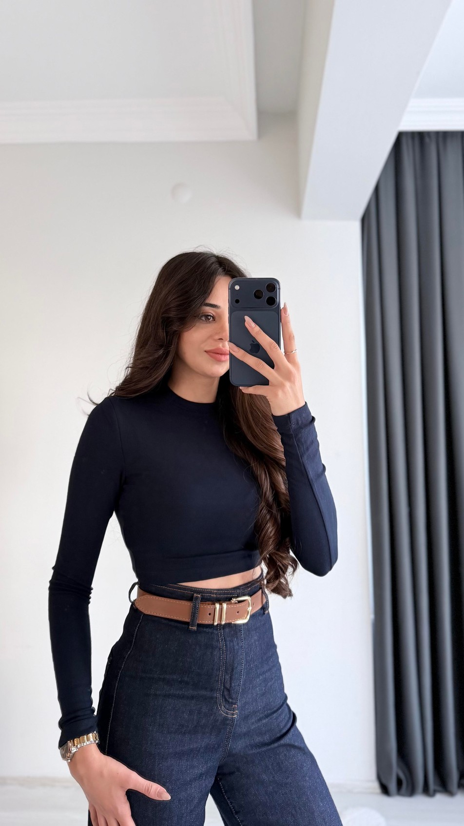 Lizzy Masi Tam Pamuklu Soft Touch Likralı Crop Body Lacivert