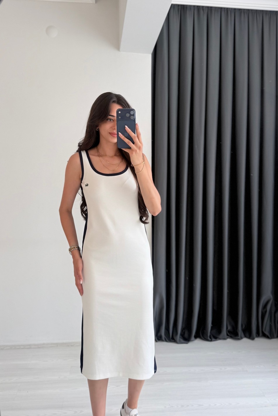 Locast Modal Kumaş Premium Seri Elbise Beyaz