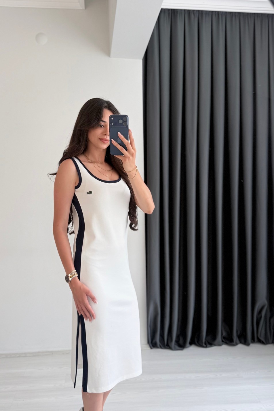 Locast Modal Kumaş Premium Seri Elbise Beyaz