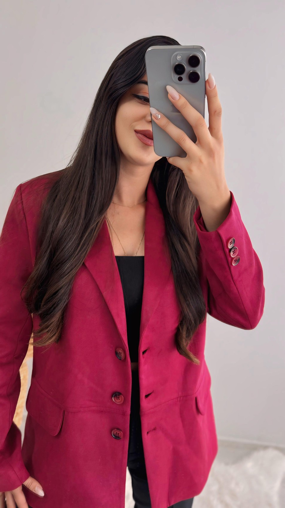 Logic Bordo Süet Blazer Ceket