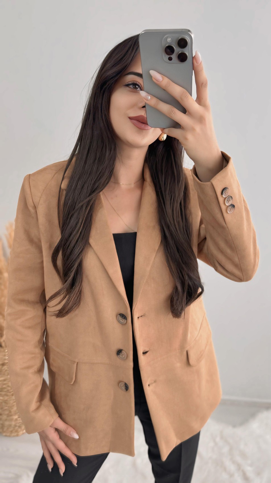 Logic Taba Süet Blazer Ceket