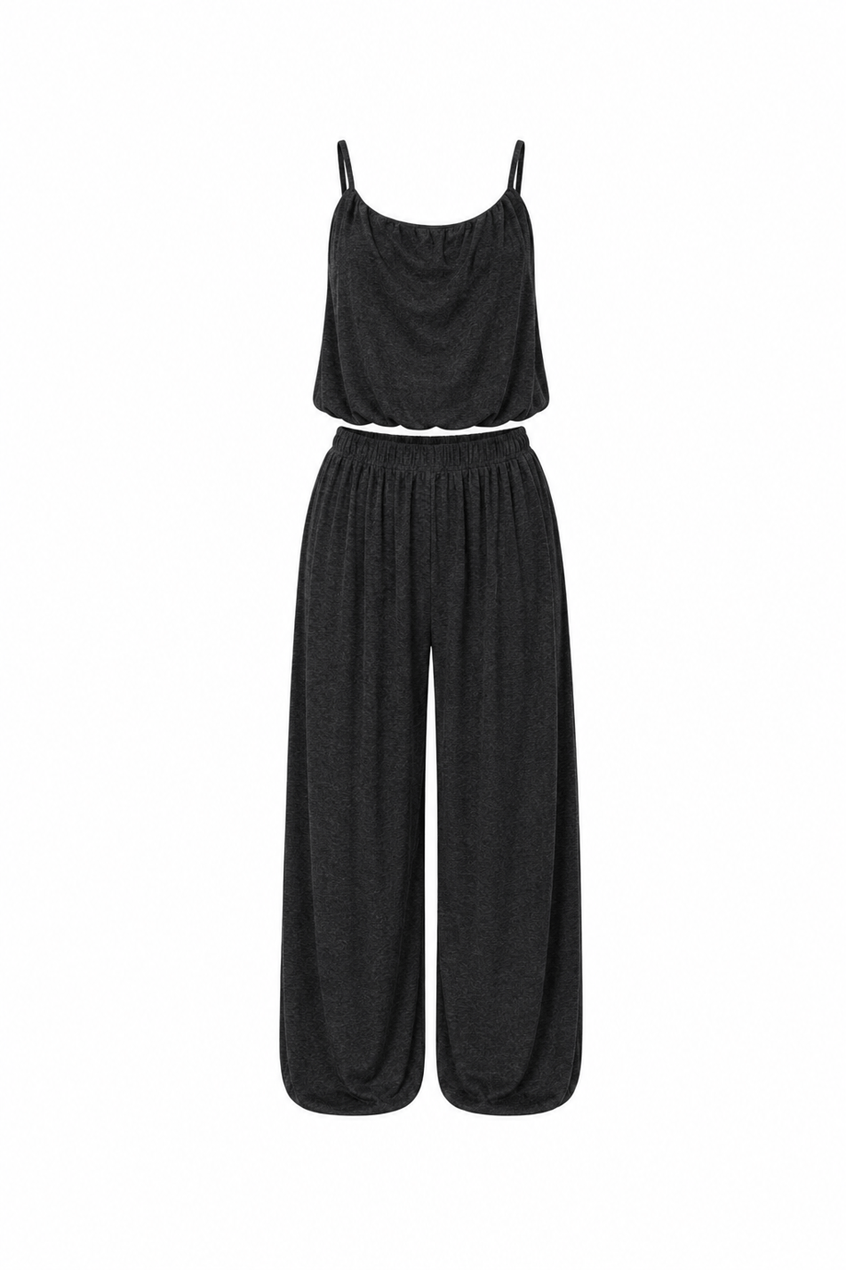 Lumea Antrasit Şalvar Pantalon Crop Takım